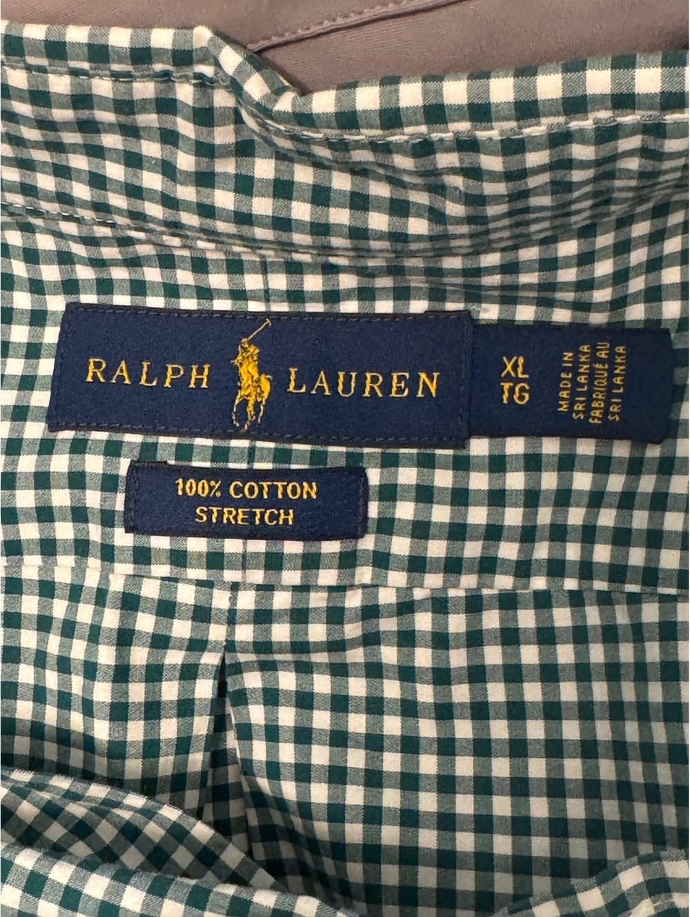 Ralph Lauren Men's Green and White Check Stretch Cotton Button-Down Shirt XL - Picture 4 of 4